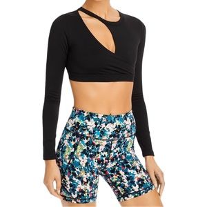 N:Philanthropy Roxbury Cutout Cropped Top Black size Small NWT Long Sleeves